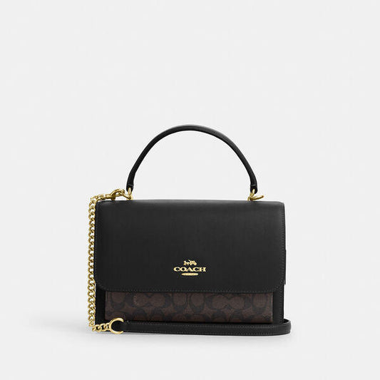 Image of Bags. Productname: Klare Top Handle Bag In Signature Canvas in WALNUT/BLACK colour by brand - Coach Outlet Australia