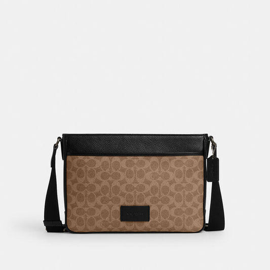 Image of Bags. Productname: District Crossbody Bag In Signature Canvas in QB/TAN/BLACK colour by brand - Coach Outlet Australia