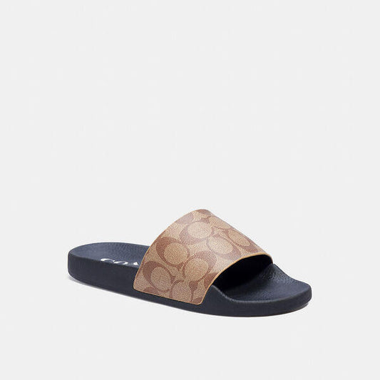 Image of Slippers. Productname: Uli Sport Slide in KHAKI/BLACK colour by brand - Coach Outlet Australia