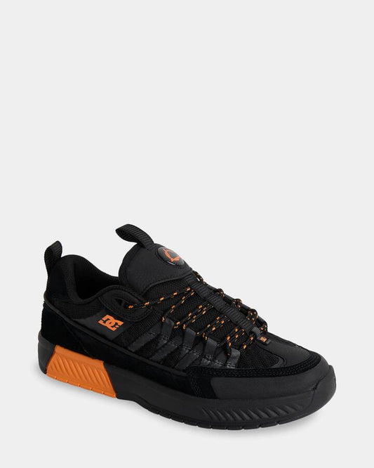 Image of Shoes. Product name - DC Shoes Mens Lucien Skate Shoes Black/Black/Orange in Black/Black/Orange colour by brand - DC Shoes