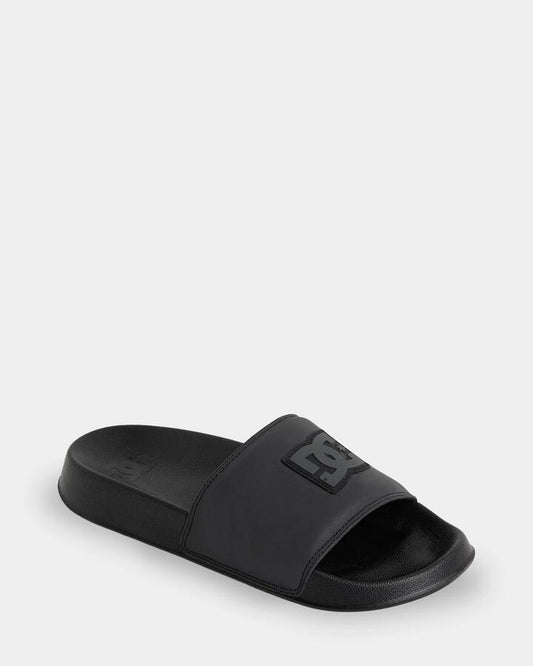 Image of Slippers. Product name - DC Shoes Mens Dc Slides Darkgrey/Grey/Reflective in Darkgrey/Grey/Reflective colour by brand - DC Shoes