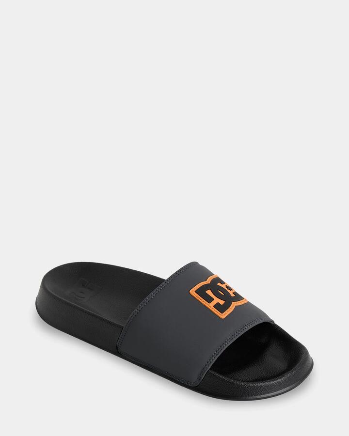 Image of Slippers. Product name - DC Shoes Mens Dc Slides Grey/Black/Orange in Grey/Black/Orange colour by brand - DC Shoes