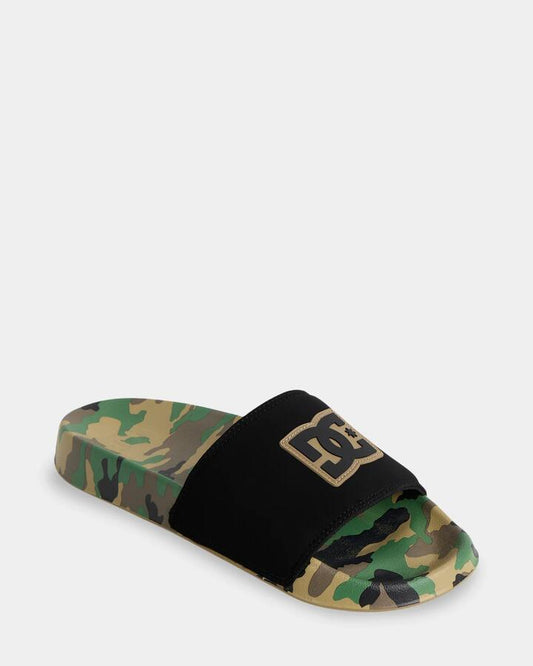 Image of Slippers. Product name - DC Shoes Mens Dc Slides Black/Camo in Black/Camo colour by brand - DC Shoes