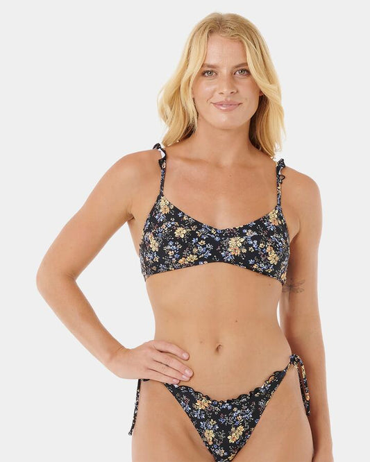 Image of a model wearing Tops. Productname: Rip Curl Womens Pacific Rider D-Dd Bralette Bikini Top Black - in Black colour by brand - Rip Curl