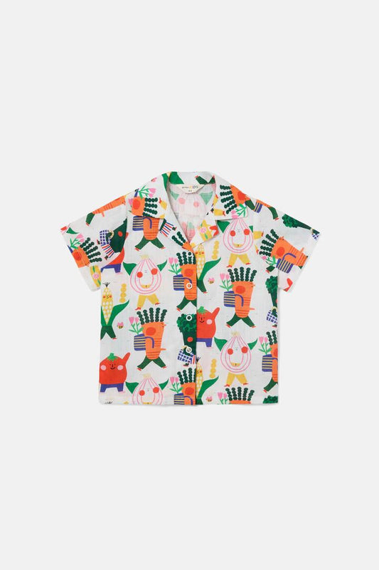 Image of a model wearing Tops. Productname: Walkabout Kids Shirt in Cream colour by brand - Gorman