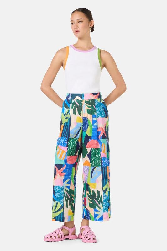 Image of a model wearing Pants. Productname: Jungle Rhapsody Culotte in Print colour by brand - Gorman