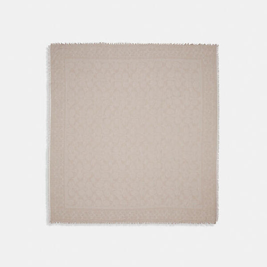 Image of Accessories. Productname: Signature Oversized Square Scarf in OATMEAL colour by brand - Coach Outlet Australia