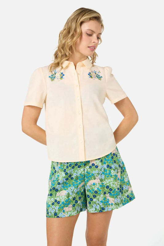 Image of Blouses. Productname: Cat Embroidered Blouse in Cream colour by brand - Princess Highway