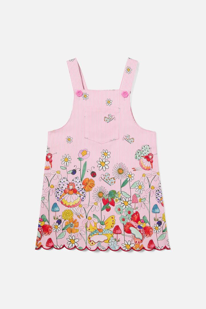 Image of a model wearing Dress. Productname: Fairies Kids Stripe Pinafore in Pink colour by brand - Princess Highway Kids