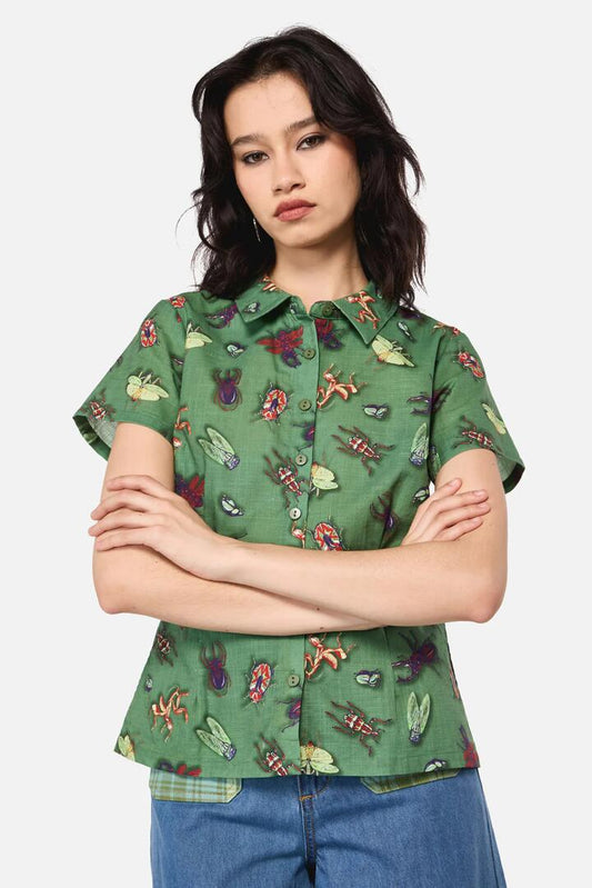 Image of Blouses. Productname: Entomology Print Blouse in Green colour by brand - Dangerfield