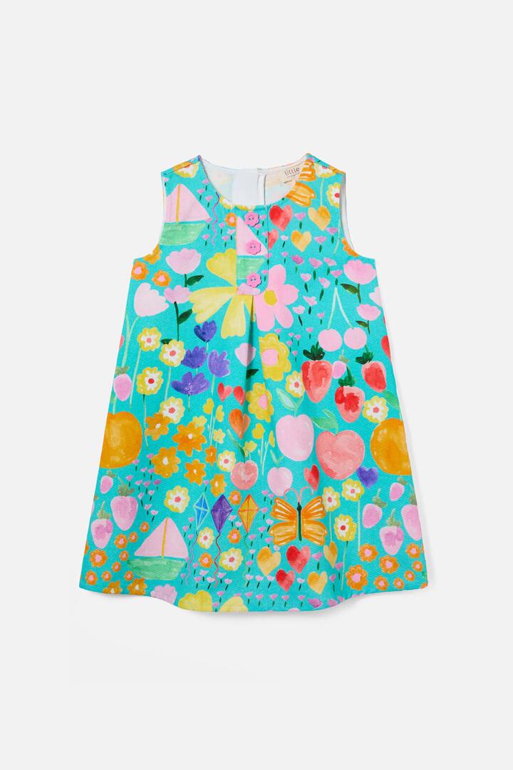 Image of a model wearing Dress. Productname: Pretty Things Kids Dress in Green colour by brand - Princess Highway Kids