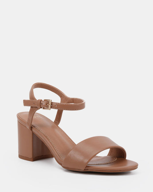 Image of Heels. Productname: Udacious: Brown Sugar - Women's Strappy - Low Heel in Brown Sugar colour by brand - Novo