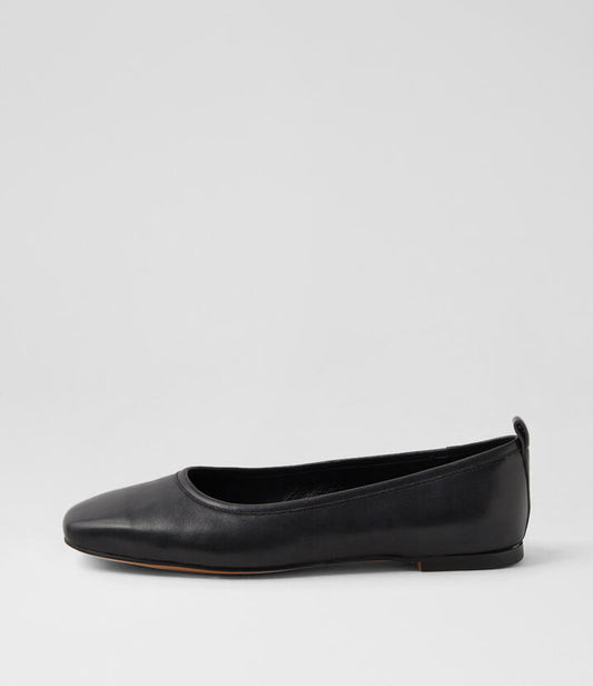 Image of Footwear. Productname: Noalla Black Leather Ballet Flats in BLACK colour by brand - MOLLINI