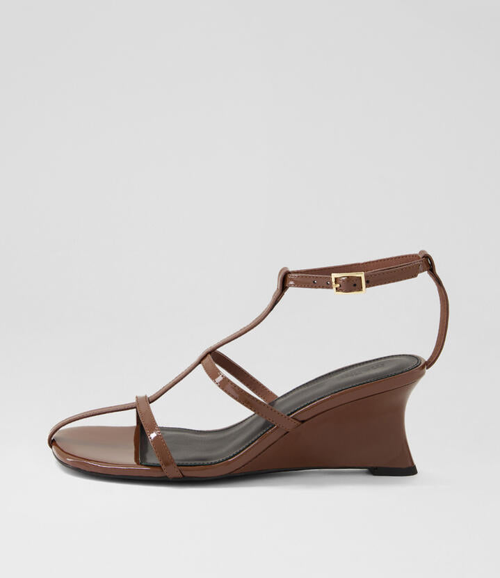 Image of Sandals. Productname: Friyah Choc Patent Leather Sandals in CHOC colour by brand - MOLLINI