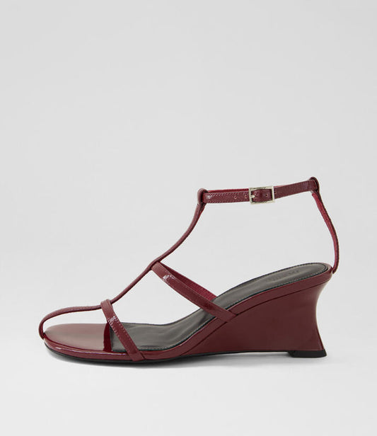Image of Sandals. Productname: Friyah Burgundy Patent Leather Sandals in BURGUNDY colour by brand - MOLLINI