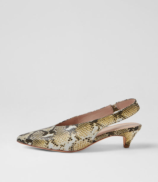 Image of Heels. Productname: Crissi Lemon Leather Pump Heels in Lemon colour by brand - MOLLINI