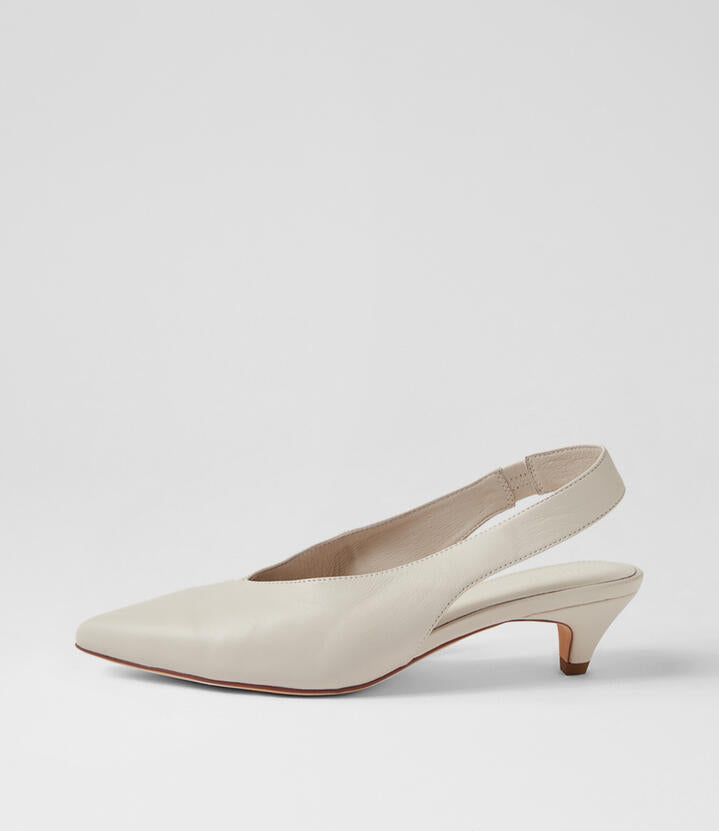 Image of Heels. Productname: Crissi Cream Leather Pump Heels in Cream colour by brand - MOLLINI