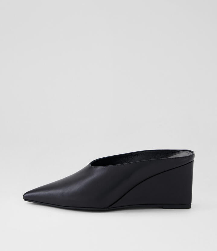 Image of Sandals. Productname: Loe Black Leather Mules in BLACK colour by brand - MOLLINI