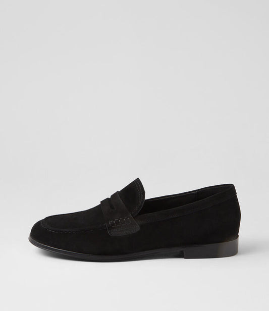 Image of Flats. Productname: Clarisa Black Suede Loafers in BLACK colour by brand - MOLLINI
