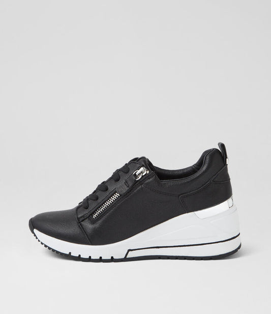 Image of Sneakers. Productname: Pimms Black Silver Leather Sneakers in BLACK-SILVER colour by brand - MIDAS