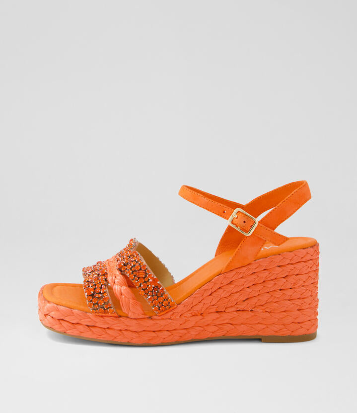 Image of Sandals. Productname: Vallio Orange Fabric Sandals in ORANGE colour by brand - MIDAS