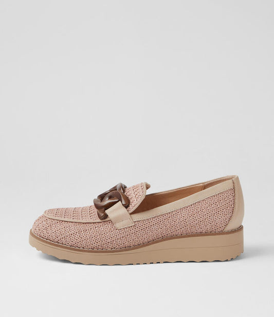 Image of Flats. Productname: Orvella Natural Camel Fabric Loafers in NATURAL-CAMEL colour by brand - MIDAS