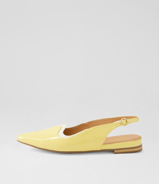 Image of Footwear. Productname: Yersis Butter Milk Patent Leather Flat Shoes in BUTTER-MILK colour by brand - MIDAS