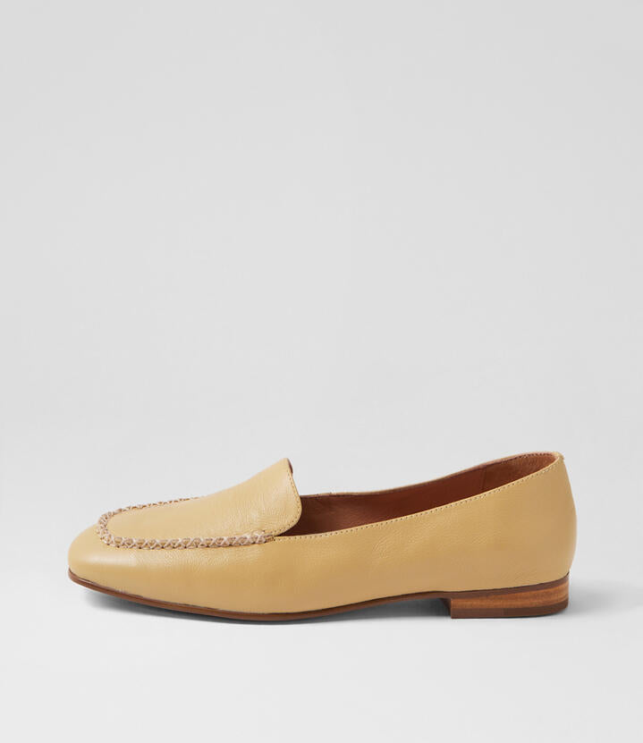 Image of Flats. Productname: Peridot Butter Natural Leather Loafers in BUTTER-NATURAL colour by brand - MIDAS