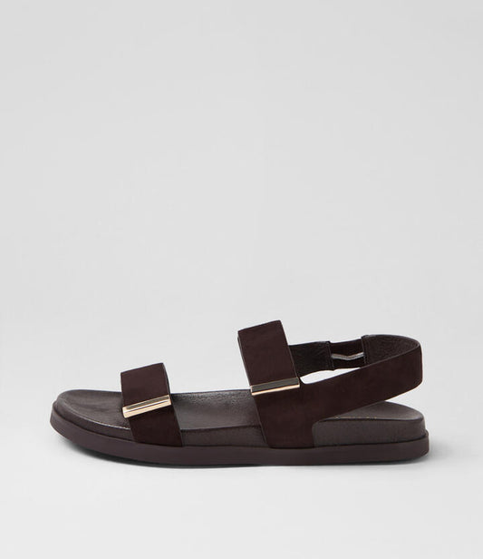 Image of Sandals. Productname: Ruskit Choc Suede Sandals in CHOC colour by brand - MIDAS