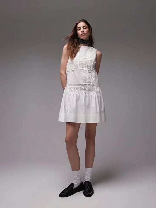Image of Dresses. Productname: Topshop Crochet Body Mini Dress in White colour by brand - Topshop
