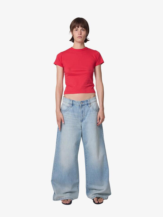 Image of a model wearing Denim. Productname: Abrand 99 Mega Baggy Brittney Jeans in Brittney colour by brand - Abrand