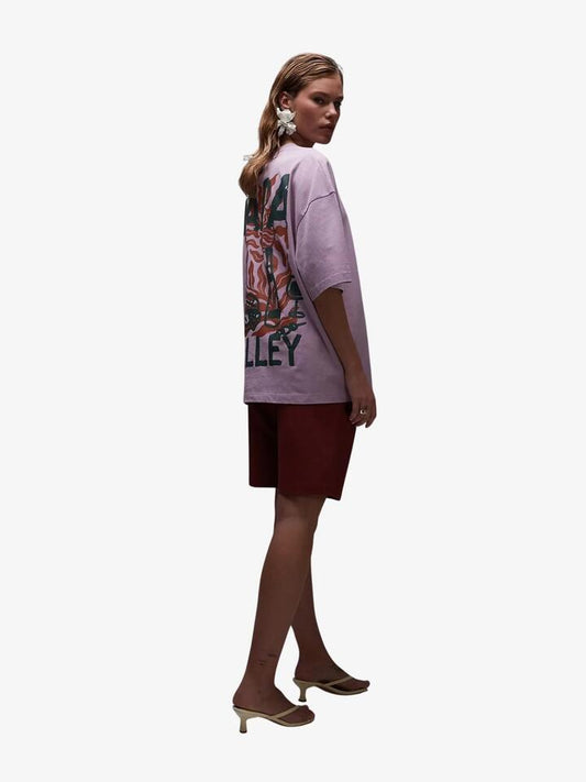 Image of a model wearing Tops. Productname: Topshop Graphic Napa Valley Oversized Tee in Ecru colour by brand - Topshop