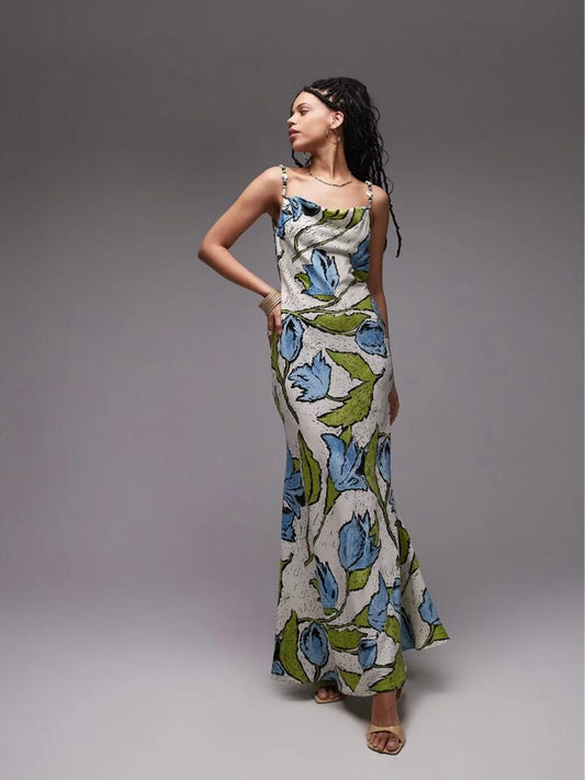 Image of Dresses. Productname: Topshop Cowl Neck Midi Slip Dress in Multi colour by brand - Topshop