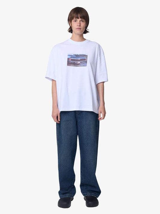 Image of a model wearing Tops. Productname: Thrills Hell-Bent Oversize Tee in WHITE colour by brand - Thrills
