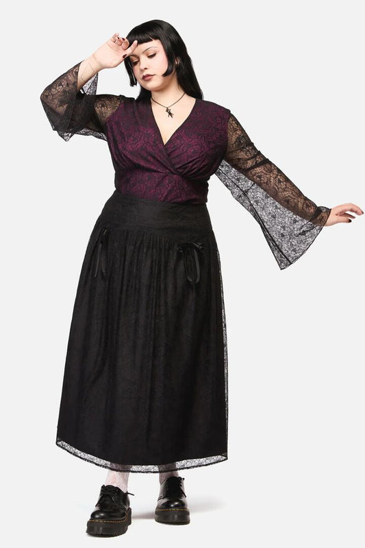 Image of a model wearing Skirts. Productname: Curve Fiona Lace Skirt in Black colour by brand - Black Friday