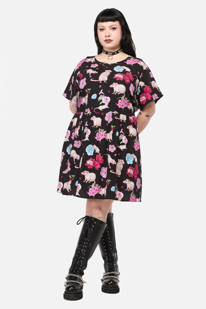 Image of Dresses. Productname: Curve Rat-A-Tat Print Dress in Black colour by brand - Black Friday