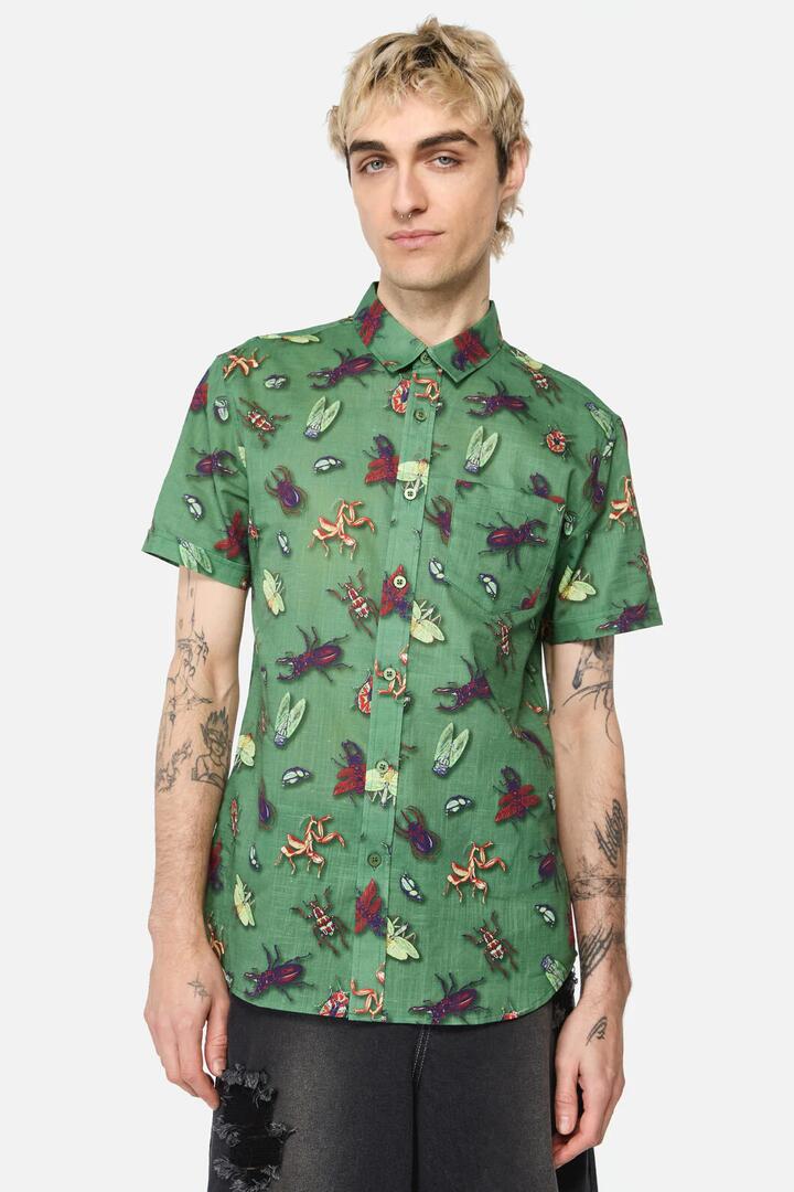 Image of Shirts. Productname: Entomology Printed SS Shirt in Green colour by brand - Dangerfield