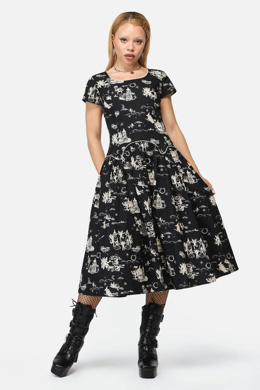 Image of a model wearing Dress. Productname: Prudence Midi Dress in Black colour by brand - Black Friday