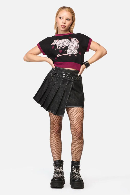 Image of a model wearing Skirts. Productname: Rodents Grunge Skirt in Black colour by brand - Black Friday
