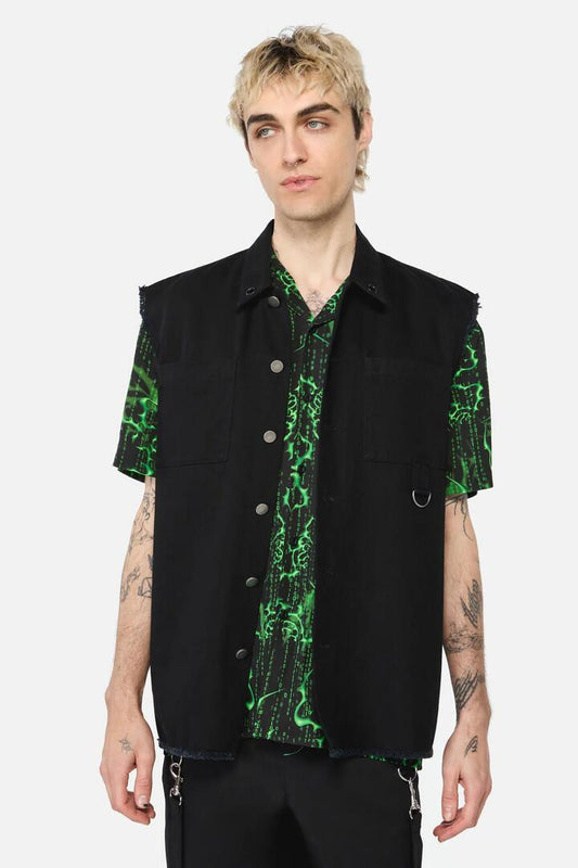 Image of a model wearing Tops. Productname: Rodents Grunge Sleeveless Top in Black colour by brand - Black Friday
