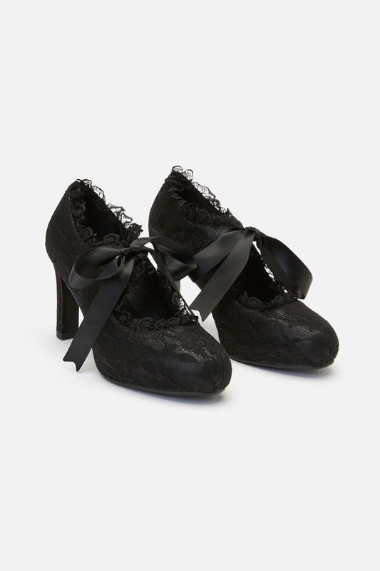 Image of Heels. Productname: Lace On Lace Heel in Black colour by brand - Dangerfield