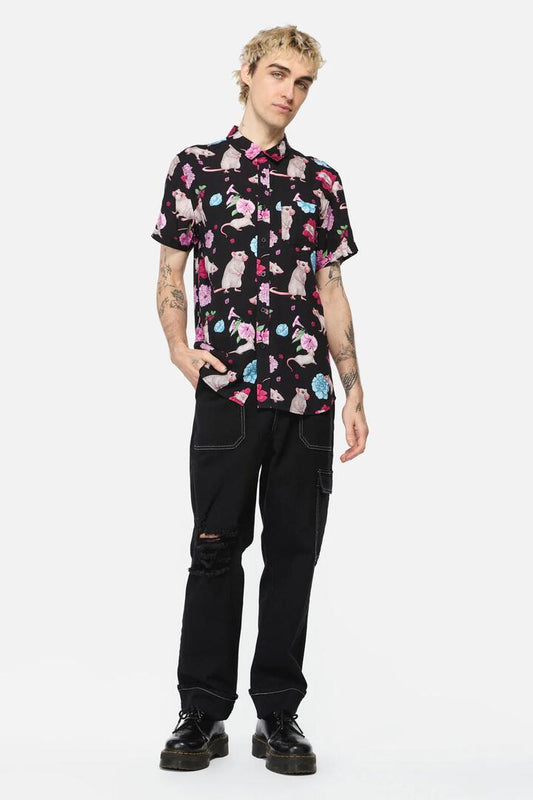 Image of a model wearing Tops. Productname: Rat-A-Tat SS Shirt in Black colour by brand - Black Friday