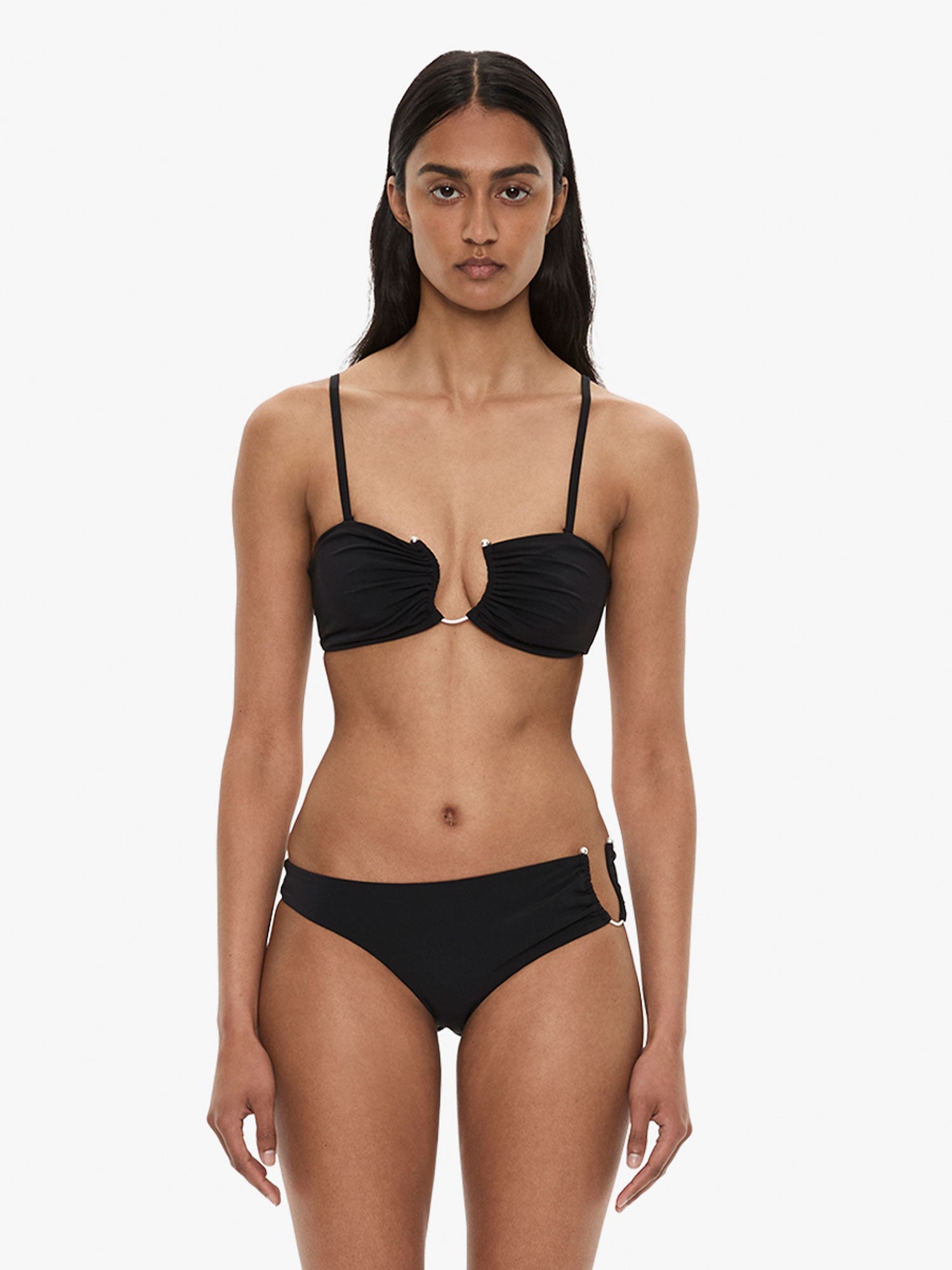 Image of Swimwear. Product name - Ruched Crescent Bandeau in Black colour by brand - Christopher Esber
