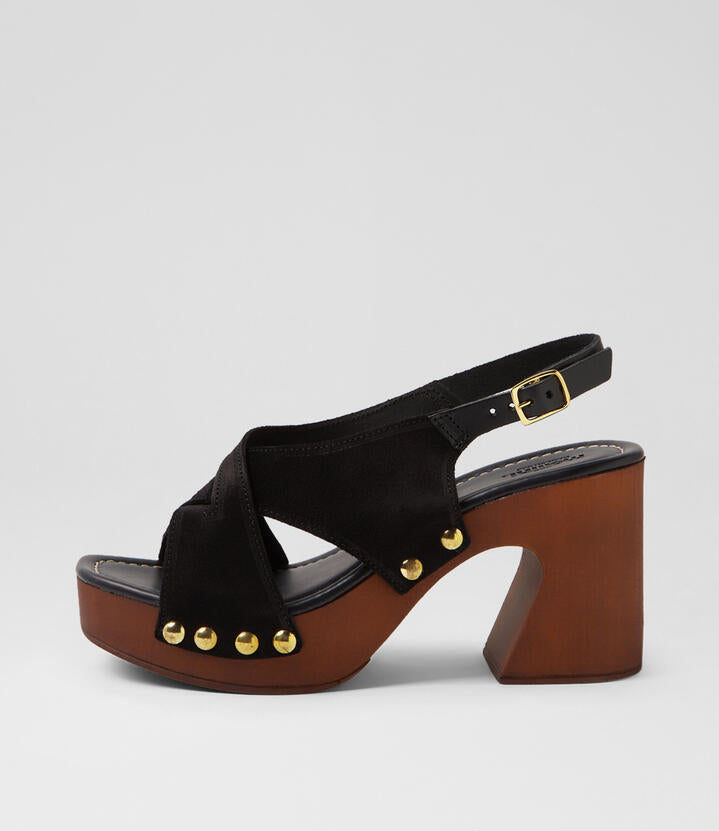 Image of Sandals. Productname: Fiffi Black Suede Leather Sandals in BLACK colour by brand - MOLLINI