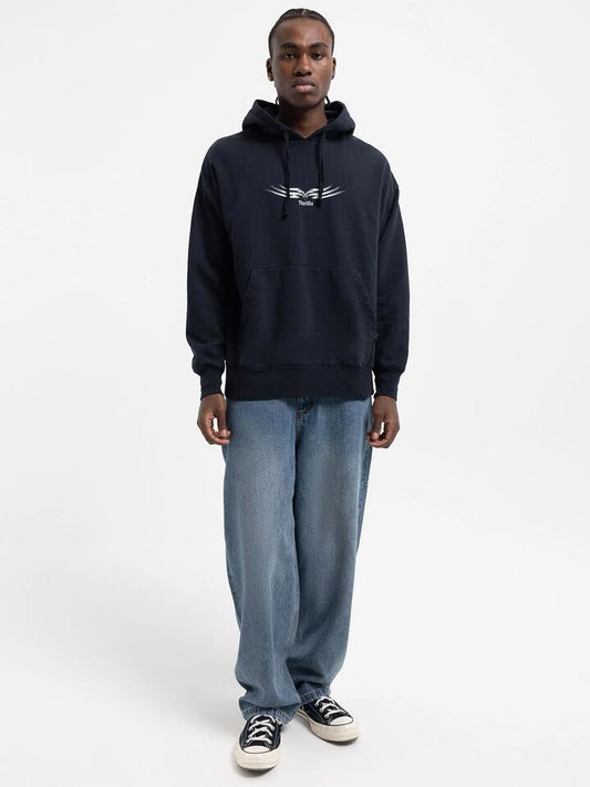Image of a model wearing Outerwear. Productname: Thrills Easy Going Slouch Hood in Twilight Black colour by brand - Thrills