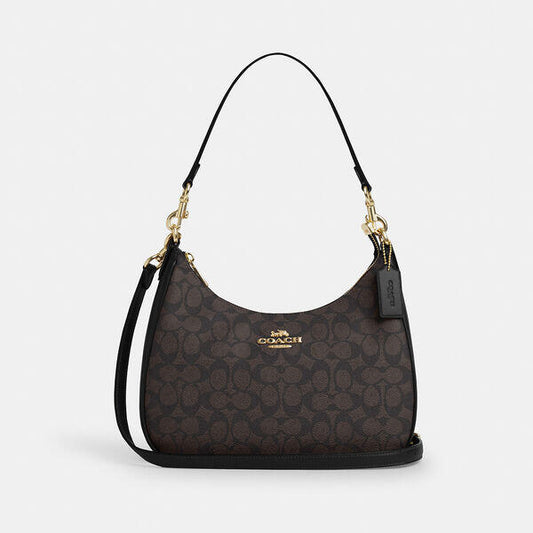 Image of Bags. Productname: Teri Hobo Bag In Signature Canvas in IM/WALNUT/BLACK colour by brand - Coach Outlet Australia