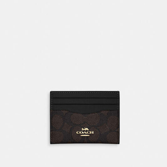 Image of Accessories. Productname: Slim Id Card Case In Signature Canvas in IM/WALNUT/BLACK colour by brand - Coach Outlet Australia