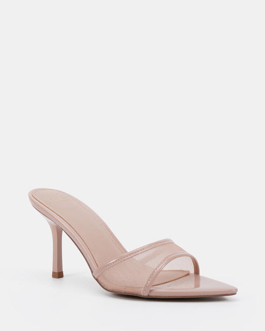 Image of Heels. Product name - Yolo Nude Mesh Heels in Nude Mesh colour by brand - Novo
