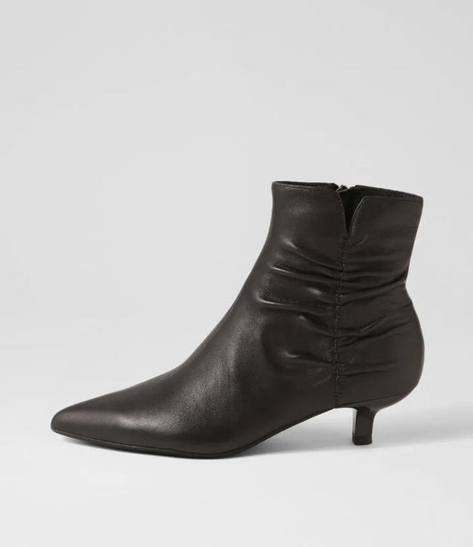 Image of Boots. Productname: Cleris Black Leather Ankle Boots in BLACK colour by brand - MIDAS
