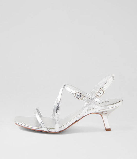 Image of Sandals. Productname: Hunee Silver Crush Leather Sandals in SILVER CRUSH colour by brand - MOLLINI